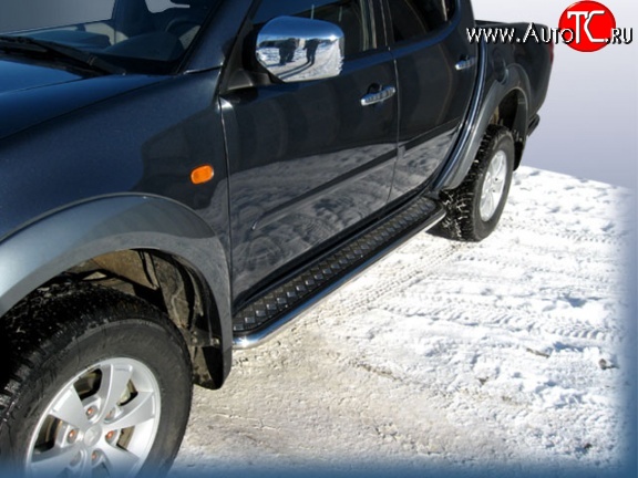 15 349 р. Широкая защита порогов с трубой диаметром 57 мм Slitkoff Mitsubishi L200 5 KK,KL рестайлинг (2018-2022)  с доставкой в г. Тамбов