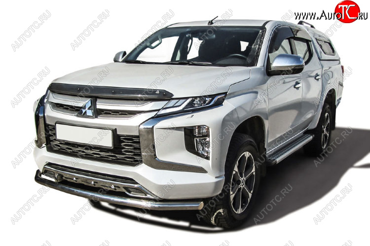 14 849 р. Защита переднего бампера Slitkoff (Ø 57 мм).  Mitsubishi L200  5 KK,KL (2018-2022) рестайлинг (Нержавеющая сталь)  с доставкой в г. Тамбов