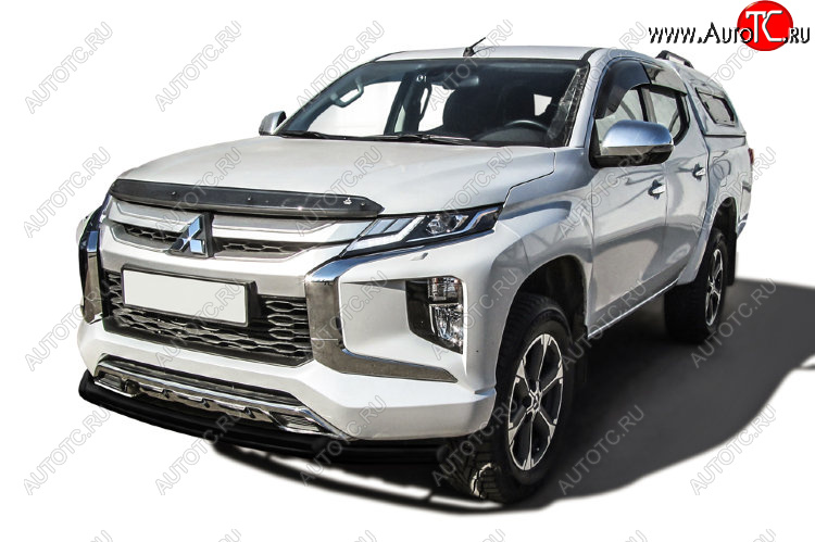 12 549 р. Защита переднего бампера Slitkoff (Ø 57+Ø 42, двойная)  Mitsubishi L200  5 KK,KL (2018-2022) рестайлинг (Сталь с полимерным покрытием. Цвет: черный)  с доставкой в г. Тамбов