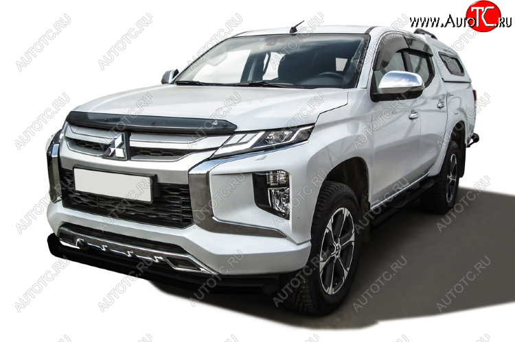 10 399 р. Защита переднего бампера Slitkoff (Ø 76 мм) Mitsubishi L200 5 KK,KL рестайлинг (2018-2022) (Сталь с полимерным покрытием. Цвет: черный)  с доставкой в г. Тамбов