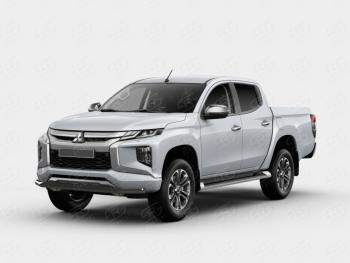 Защита переднего бампера Russtal (Ø63 мм) Mitsubishi L200 5 KK,KL рестайлинг (2018-2022)  (порошковая окраска в цвет черный муар)