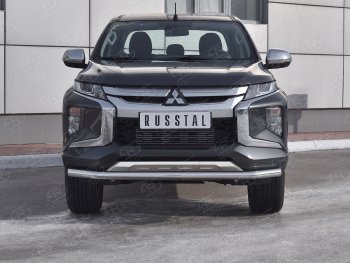 Защита переднего бампера (Ø 63 мм, нержавейка) Russtal Mitsubishi L200 5 KK,KL рестайлинг (2018-2022)