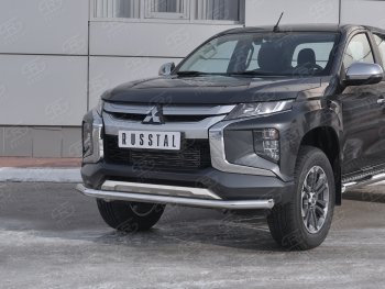 23 749 р. Защита переднего бампера (Ø 63 мм, нержавейка) SLITKOFF Mitsubishi L200 5 KK,KL рестайлинг (2018-2022)  с доставкой в г. Тамбов. Увеличить фотографию 2