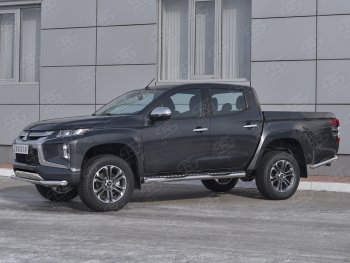 23 749 р. Защита переднего бампера (Ø 63 мм, нержавейка) SLITKOFF Mitsubishi L200 5 KK,KL рестайлинг (2018-2022)  с доставкой в г. Тамбов. Увеличить фотографию 3