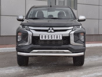 Защита переднего бампера (Ø 76 мм, нержавейка) Russtal Mitsubishi L200 5 KK,KL рестайлинг (2018-2022)