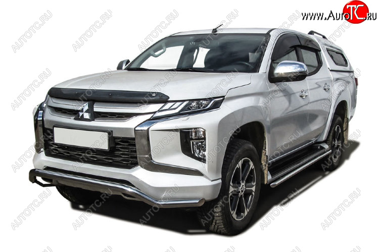 20 349 р. Защита переднего бампера Slitkoff (Ø 57 мм, волна)  Mitsubishi L200  5 KK,KL (2018-2022) рестайлинг (Нержавеющая сталь)  с доставкой в г. Тамбов