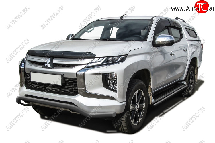 14 249 р. Защита переднего бампера Slitkoff (Ø 57 мм, волна).  Mitsubishi L200  5 KK,KL (2018-2022) рестайлинг (Сталь с полимерным покрытием. Цвет: серебристый)  с доставкой в г. Тамбов