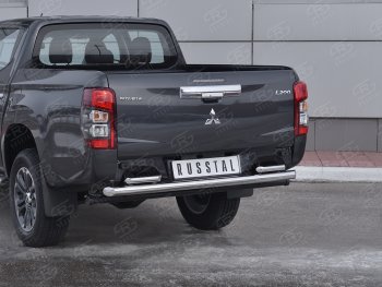 21 599 р. Защита заднего бампера (2 трубы Ø63 и 42 мм , нержавейка) RUSSTAL  Mitsubishi L200  5 KK,KL (2018-2022) рестайлинг  с доставкой в г. Тамбов. Увеличить фотографию 2