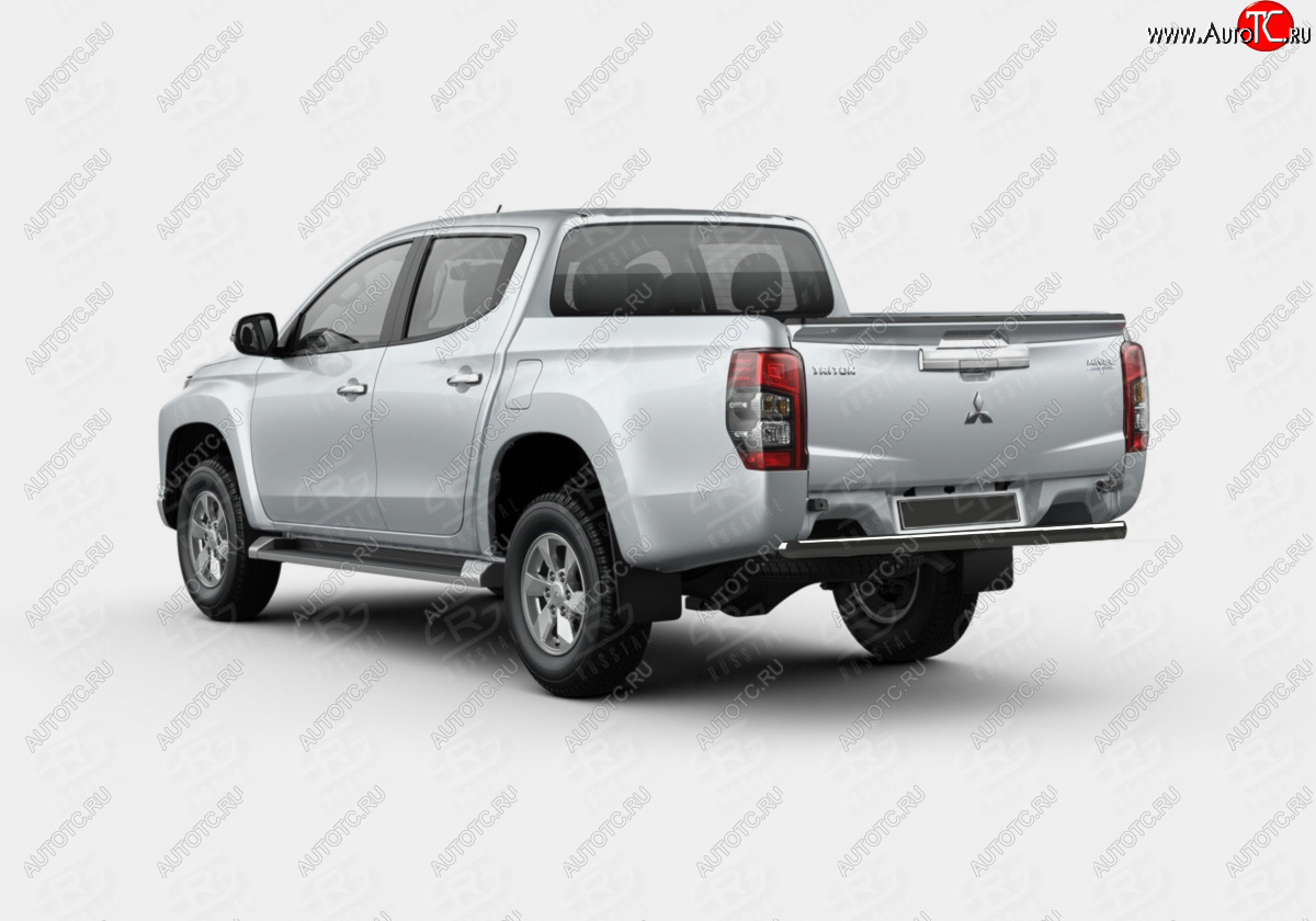 11 399 р. Защита заднего бампера (Ø63 мм, окрашенная) SLITKOFF  Mitsubishi L200  5 KK,KL (2018-2022) рестайлинг (цвет черный муар)  с доставкой в г. Тамбов