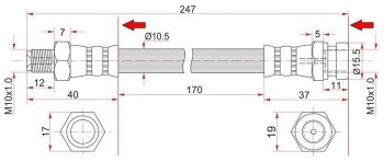 499 р. Тормозной шланг SAT (пр-во Таиланд)  Mitsubishi L200 ( 3 K6T-K7T,  3 K74T) - Pajero ( 2 V30/V40 5 дв.,  2 V20,  2 V30/V40)  с доставкой в г. Тамбов. Увеличить фотографию 1