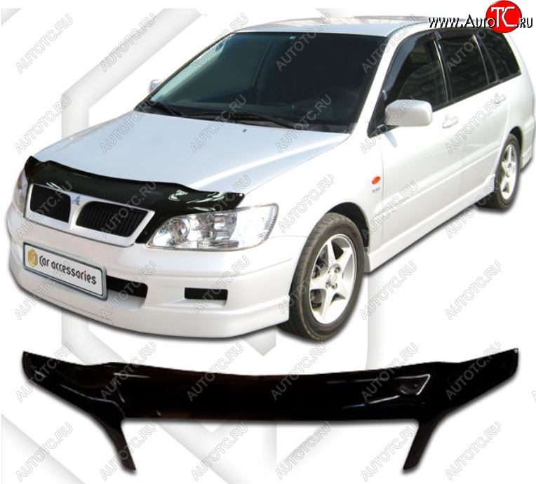 2 199 р. Дефлектор капота CA-Plastiс exclusive Mitsubishi Lancer 9 1-ый рестайлинг универсал (2003-2005) (Classic черный, Без надписи)  с доставкой в г. Тамбов