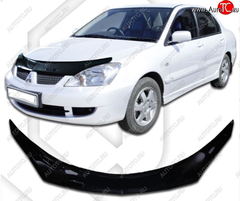 2 799 р. Дефлектор капота CA-Plastiс exclusive  Mitsubishi Lancer  9 (2005-2009) 2-ой рестайлинг седан, 2-ой рестайлинг универсал (Classic черный, Без надписи)  с доставкой в г. Тамбов