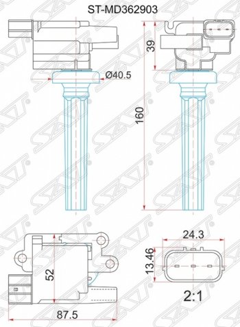 Катушка зажигания SAT (1.5/1.6)  Lancer  9, Pajero iO