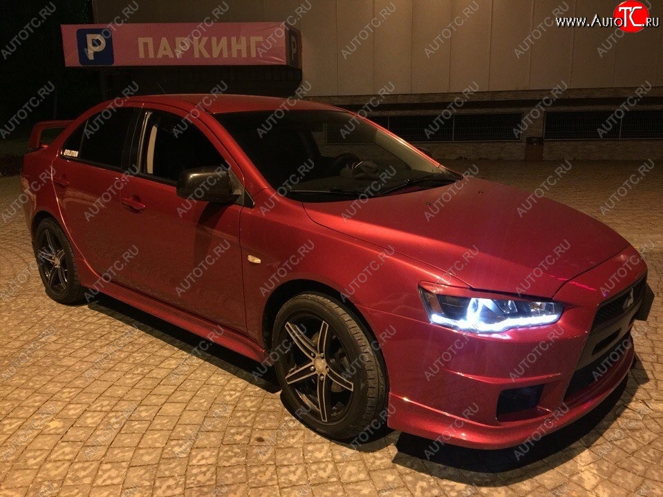 579 р. Реснички на фары Style Mitsubishi Lancer 10 седан дорестайлинг (2007-2010) (Неокрашенные)  с доставкой в г. Тамбов