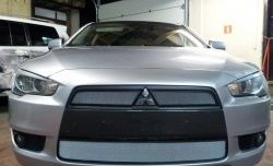 Сетка на бампер (дорестайлинг) Russtal (хром) Mitsubishi Lancer 10 CY седан рестайлинг (2011-2017)