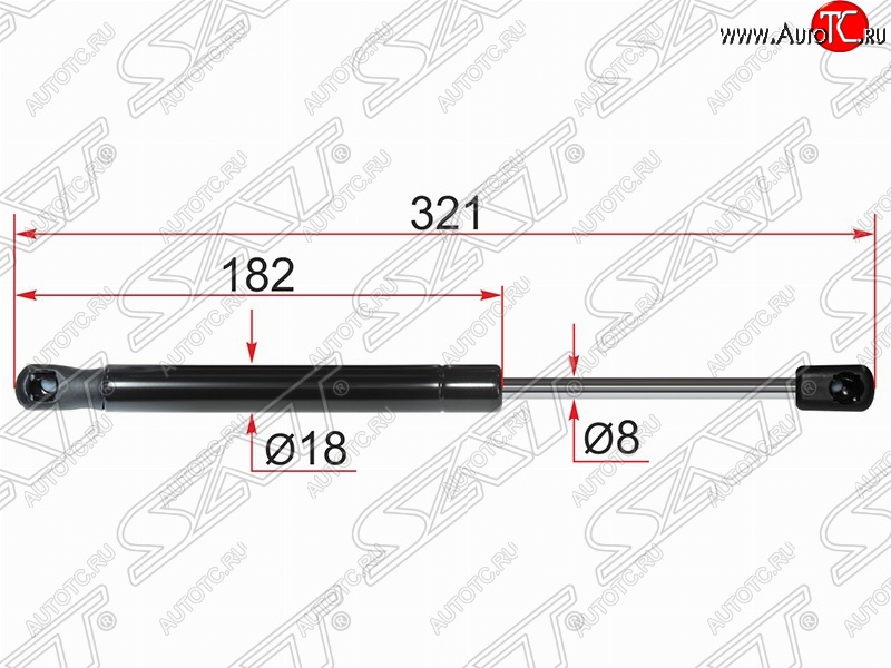 559 р. Газовый упор крышки багажника SAT  Mitsubishi Lancer  10 (2007-2017) седан дорестайлинг, хэтчбэк дорестайлинг, седан рестайлинг, хэтчбек 5 дв рестайлинг  с доставкой в г. Тамбов