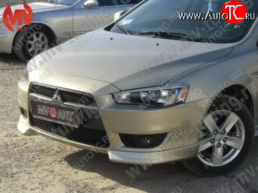 4 199 р. Клыки переднего бампера (комплектация 2.0 INTENSE) MV-Tuning Mitsubishi Lancer 10 хэтчбэк дорестайлинг (2007-2010) (Неокрашенные)  с доставкой в г. Тамбов