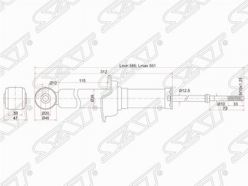 2 399 р. Амортизатор задний SAT (установка на левую или правую сторону) Mitsubishi Lancer 10 седан дорестайлинг (2007-2010)  с доставкой в г. Тамбов. Увеличить фотографию 2