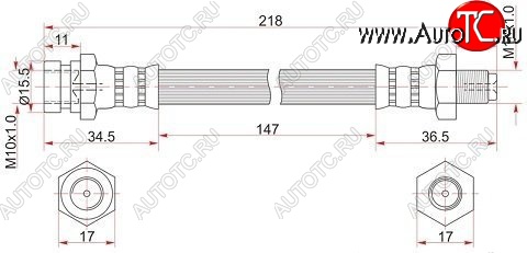 1 439 р. Тормозной шланг SAT (задний, LH=RH, пр-во Таиланд) Mitsubishi Pajero 4 V90 дорестайлинг (2006-2011)  с доставкой в г. Тамбов