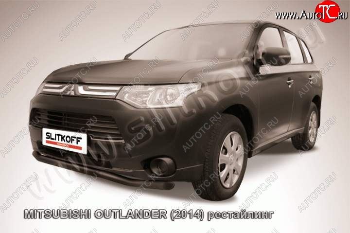 9 199 р. защита переднего бампера Slitkoff (57 мм)  Mitsubishi Outlander  GF (2014-2016) 1-ый рестайлинг (Цвет: серебристый)  с доставкой в г. Тамбов