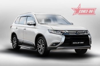 9 404 р. Защита переднего бампера Souz-96 (d42) Mitsubishi Outlander GF 2-ой рестайлинг (2015-2018)  с доставкой в г. Тамбов. Увеличить фотографию 1