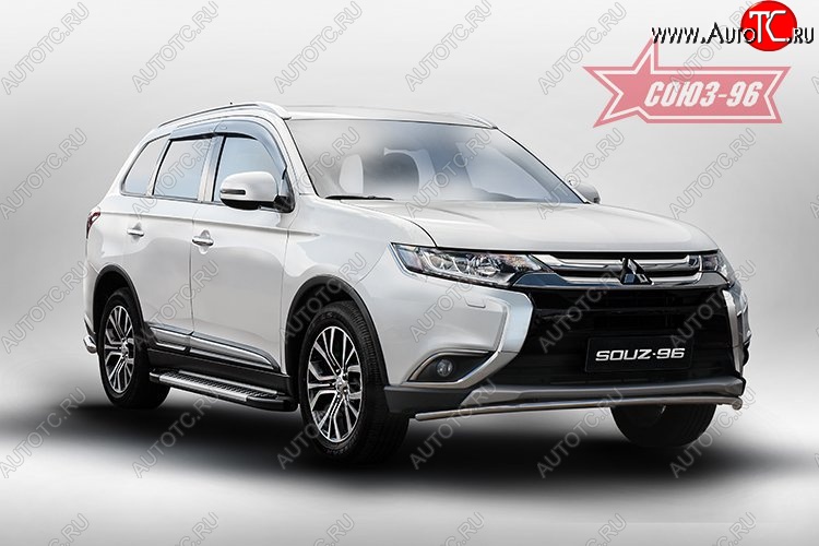 9 404 р. Защита переднего бампера Souz-96 (d42) Mitsubishi Outlander GF 2-ой рестайлинг (2015-2018)  с доставкой в г. Тамбов