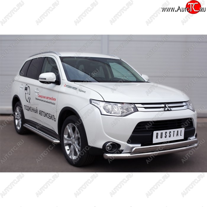 30 999 р. Широкая защита порогов с трубой диаметром 42 мм SLITKOFF v3  Mitsubishi Outlander  GF (2015-2018) 2-ой рестайлинг  с доставкой в г. Тамбов