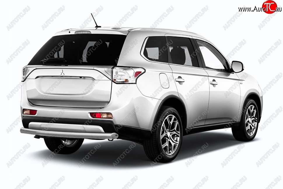 8 999 р. Защита заднего бампера Slitkoff (короткая, d57)  Mitsubishi Outlander  GF (2015-2018) 2-ой рестайлинг (Нержавейка, Полированная)  с доставкой в г. Тамбов