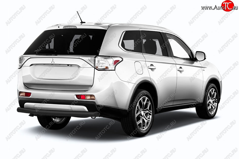 5 549 р. Защита заднего бампера Slitkoff (короткая, d57)  Mitsubishi Outlander  GF (2015-2018) 2-ой рестайлинг (Сталь с полимерным покрытием. Цвет: чёрный)  с доставкой в г. Тамбов