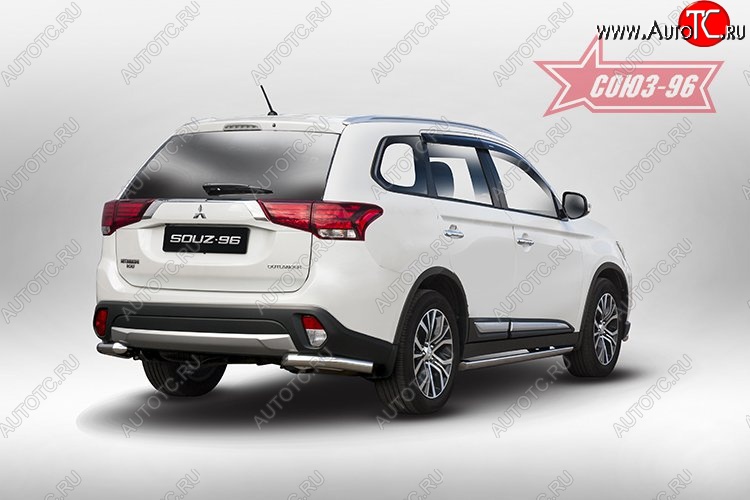 8 504 р. Защита заднего бампера из боковых полированых уголков (d60) Souz-96 Mitsubishi Outlander GF 2-ой рестайлинг (2015-2018)  с доставкой в г. Тамбов