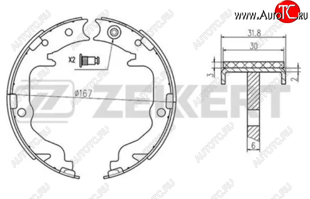 2 699 р. Колодки задние барабанного тормоза ZEKKERT  CITROEN C4 aircross (2012-2017), Dodge Caliber (2006-2012), Mitsubishi ASX (2010-2016), Mitsubishi Lancer  10 (2007-2017), Mitsubishi Outlander  CW0W (2005-2012)  с доставкой в г. Тамбов