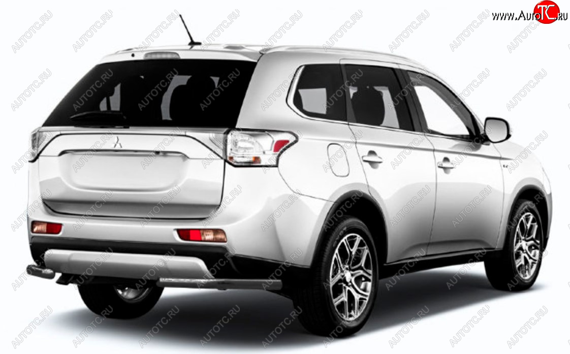 5 549 р. Защита заднего бампера Slitkoff (Ø 57 мм)  Mitsubishi Outlander  GF (2015-2018) 2-ой рестайлинг (Сталь с полимерным покрытием. Цвет: черный)  с доставкой в г. Тамбов