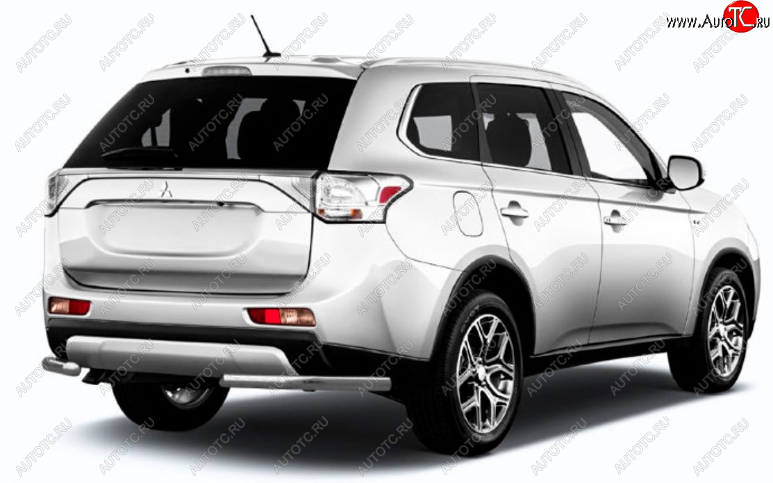 5 549 р. Защита заднего бампера Slitkoff (Ø 57 мм)  Mitsubishi Outlander  GF (2015-2018) 2-ой рестайлинг (Сталь с полимерным покрытием. Цвет: серебристый)  с доставкой в г. Тамбов