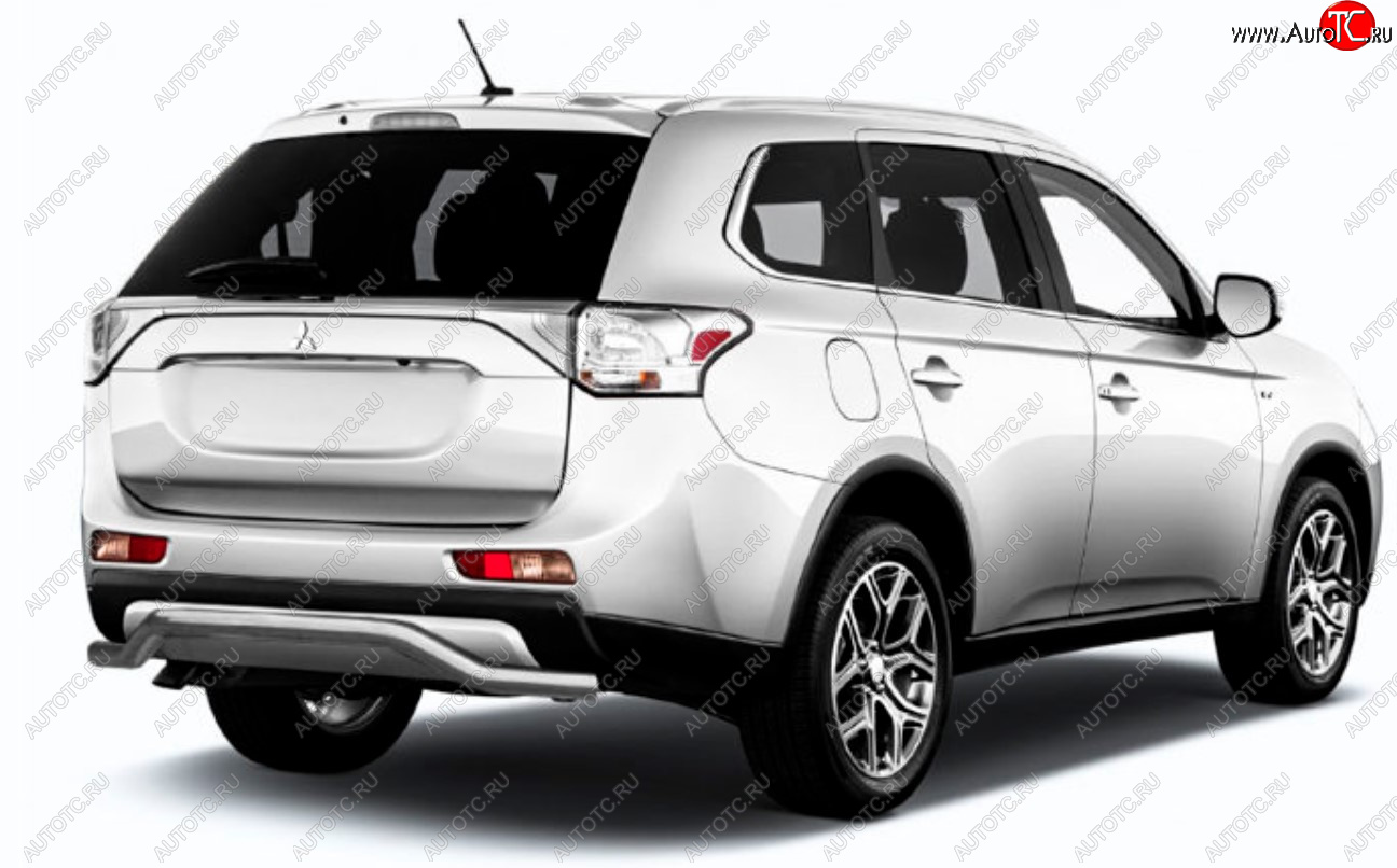 8 349 р. Защита заднего бампера Slitkoff (Ø 57, волна)  Mitsubishi Outlander  GF (2014-2016) 1-ый рестайлинг (Сталь с полимерным покрытием. Цвет: серебристый)  с доставкой в г. Тамбов