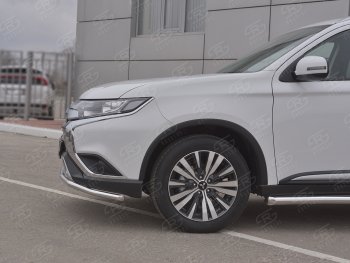 10 399 р. Защита переднего бампера (Ø42 мм, нержавейка) Russtal Mitsubishi Outlander GF 3-ий рестайлинг (2018-2022)  с доставкой в г. Тамбов. Увеличить фотографию 3