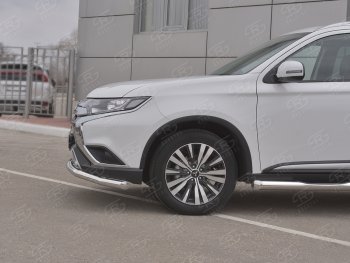 7 349 р. Защита переднего бампера (Ø 63 мм, нержавейка) Russtal Mitsubishi Outlander GF 3-ий рестайлинг (2018-2022)  с доставкой в г. Тамбов. Увеличить фотографию 4