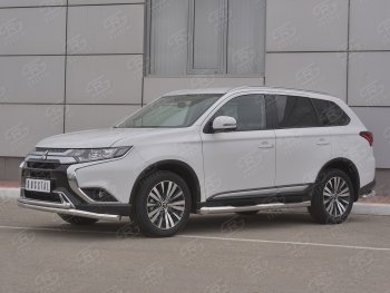 15 449 р. Защита переднего бампера (2 трубы Ø63 и 42 мм, нержавейка) SLITKOFF  Mitsubishi Outlander  GF (2018-2022) 3-ий рестайлинг  с доставкой в г. Тамбов. Увеличить фотографию 2