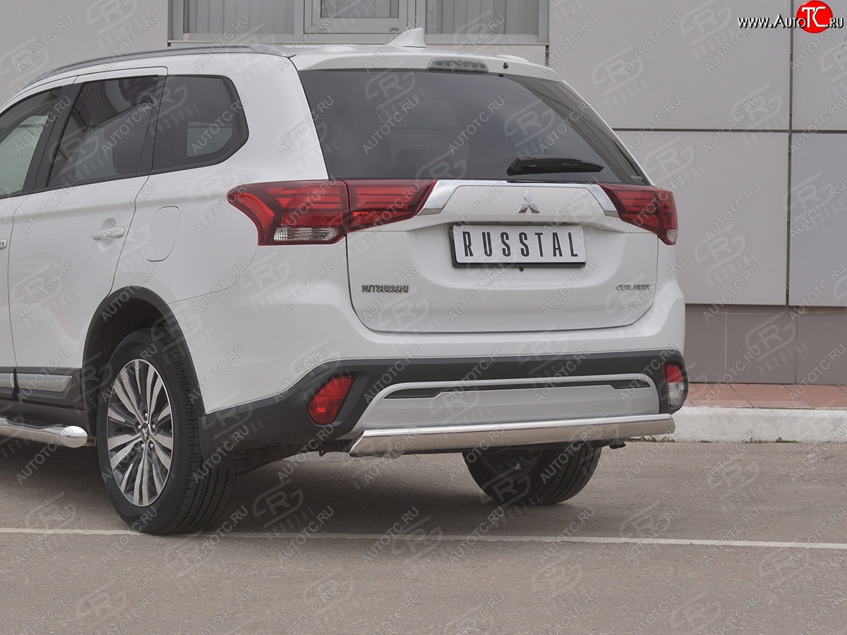 15 999 р. Защита заднего бампера (Ø75x42 мм, нержавейка) Russtal Mitsubishi Outlander GF 3-ий рестайлинг (2018-2022)  с доставкой в г. Тамбов