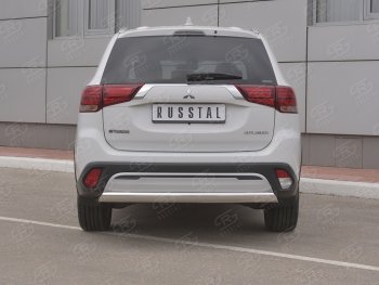 15 999 р. Защита заднего бампера (Ø75x42 мм, нержавейка) Russtal Mitsubishi Outlander GF 3-ий рестайлинг (2018-2022)  с доставкой в г. Тамбов. Увеличить фотографию 2