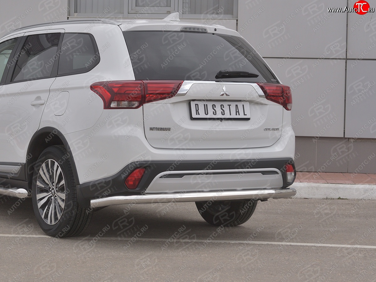 14 799 р. Защита заднего бампера (Ø63 мм, нержавейка) RUSSTAL  Mitsubishi Outlander  GF (2018-2022) 3-ий рестайлинг  с доставкой в г. Тамбов