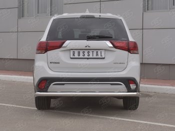 14 799 р. Защита заднего бампера (Ø63 мм, нержавейка) RUSSTAL  Mitsubishi Outlander  GF (2018-2022) 3-ий рестайлинг  с доставкой в г. Тамбов. Увеличить фотографию 2