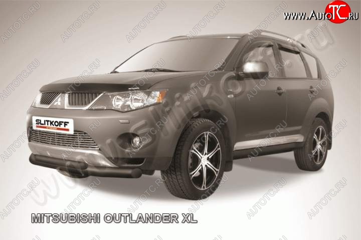 9 949 р. защита переднего бампера Slitkoff  Mitsubishi Outlander  XL (2005-2009) (CW)  дорестайлинг (Цвет: серебристый)  с доставкой в г. Тамбов