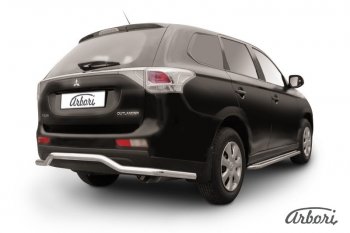 Защита заднего бампера Arbori (длинная, нержавейка, 1 труба d57 mm). Mitsubishi Outlander GF дорестайлинг (2012-2014)