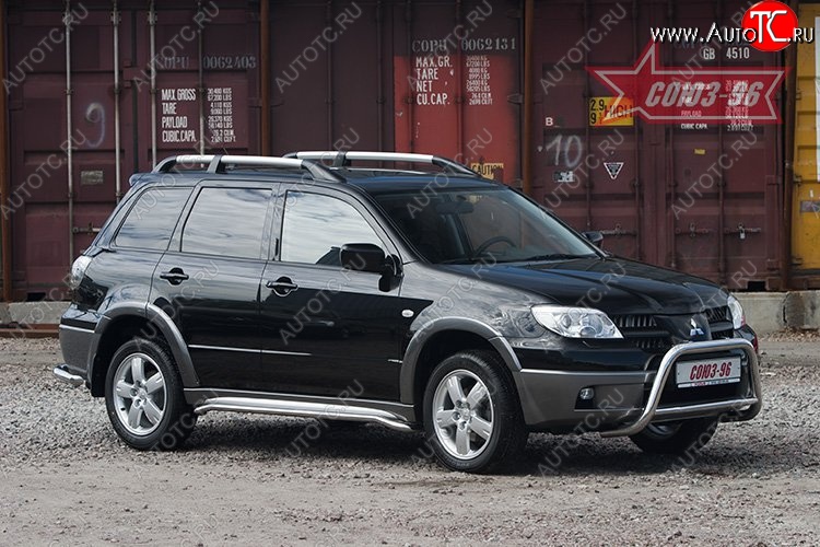 10 079 р. Защита переднего бампера Souz-96 (d60) Mitsubishi Outlander CU (2003-2009)  с доставкой в г. Тамбов