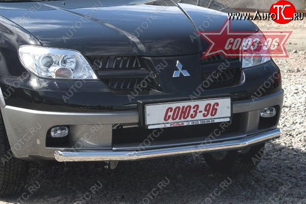 9 584 р. Защита переднего бампера одинарная Souz-96 (d60)  Mitsubishi Outlander  CU (2003-2009)  с доставкой в г. Тамбов