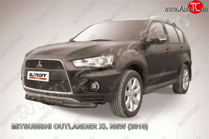 8 299 р. Защита переднего бампер Slitkoff Mitsubishi Outlander XL (CW)  рестайлинг (2010-2013) (Цвет: серебристый)  с доставкой в г. Тамбов