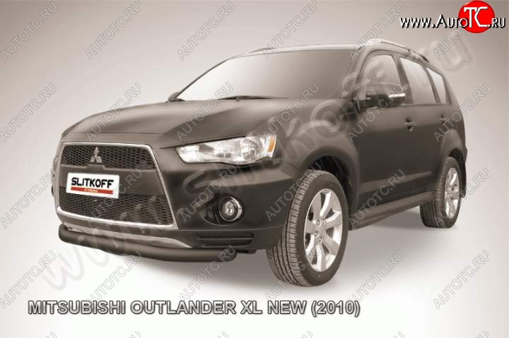 7 249 р. защита переднего бампера Slitkoff Mitsubishi Outlander XL (CW)  рестайлинг (2010-2013) (Цвет: серебристый)  с доставкой в г. Тамбов