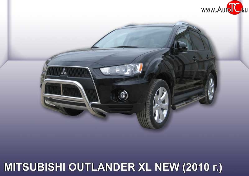 24 449 р. Усиленная защита переднего бампера из трубы диаметром 57 мм Slitkoff  Mitsubishi Outlander  XL (2010-2013) (CW)  рестайлинг (Нержавейка, Полированная)  с доставкой в г. Тамбов