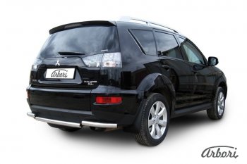 8 999 р. Защита заднего бампера Arbori (короткая, нержавейка, 1 труба d57 mm). Mitsubishi Outlander XL (CW)  рестайлинг (2010-2013)  с доставкой в г. Тамбов. Увеличить фотографию 2