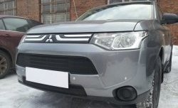 4 299 р. Сетка на бампер Russtal (черная) Mitsubishi Outlander GF дорестайлинг (2012-2014)  с доставкой в г. Тамбов. Увеличить фотографию 3